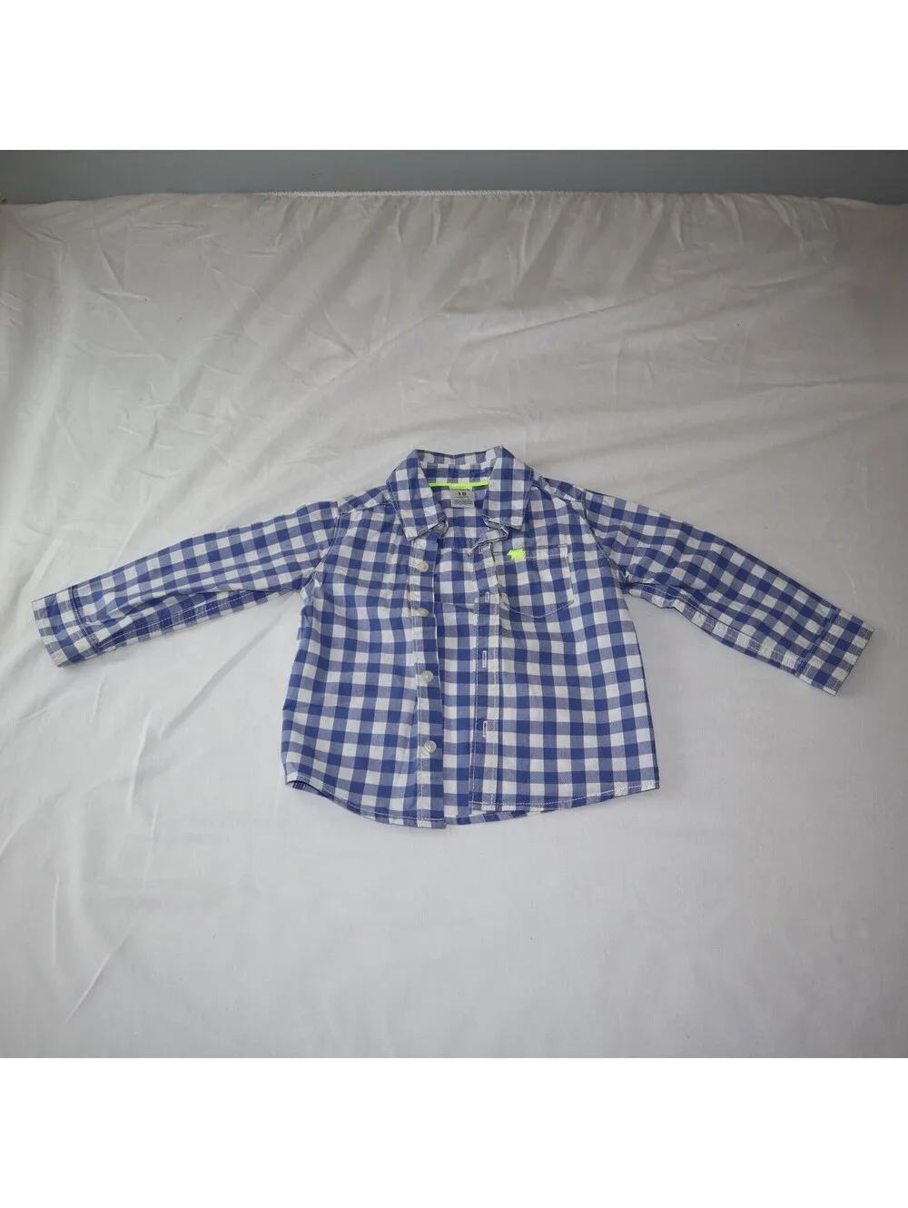 Carters Boys Shirt Blue White Check 18 Months